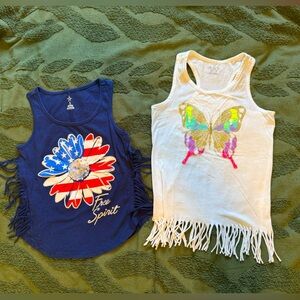 Two Tank Tops Fringe Size 7-8 Girls